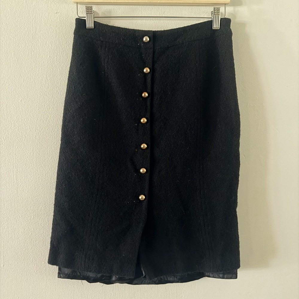 Milly Of New York Black Pencil Skirt Size 8‎ Wool Made In The USA
